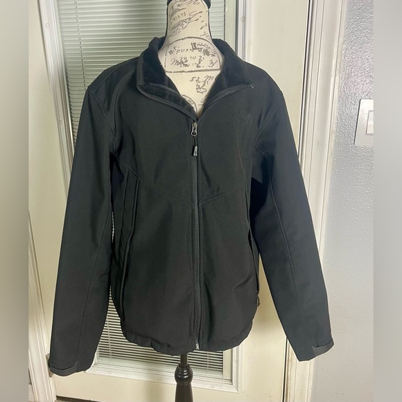 AUTHENTIC L The North Face Men's Soft Shell Wind Jacket Coat Triple Black Fleece - Picture 1 of 15